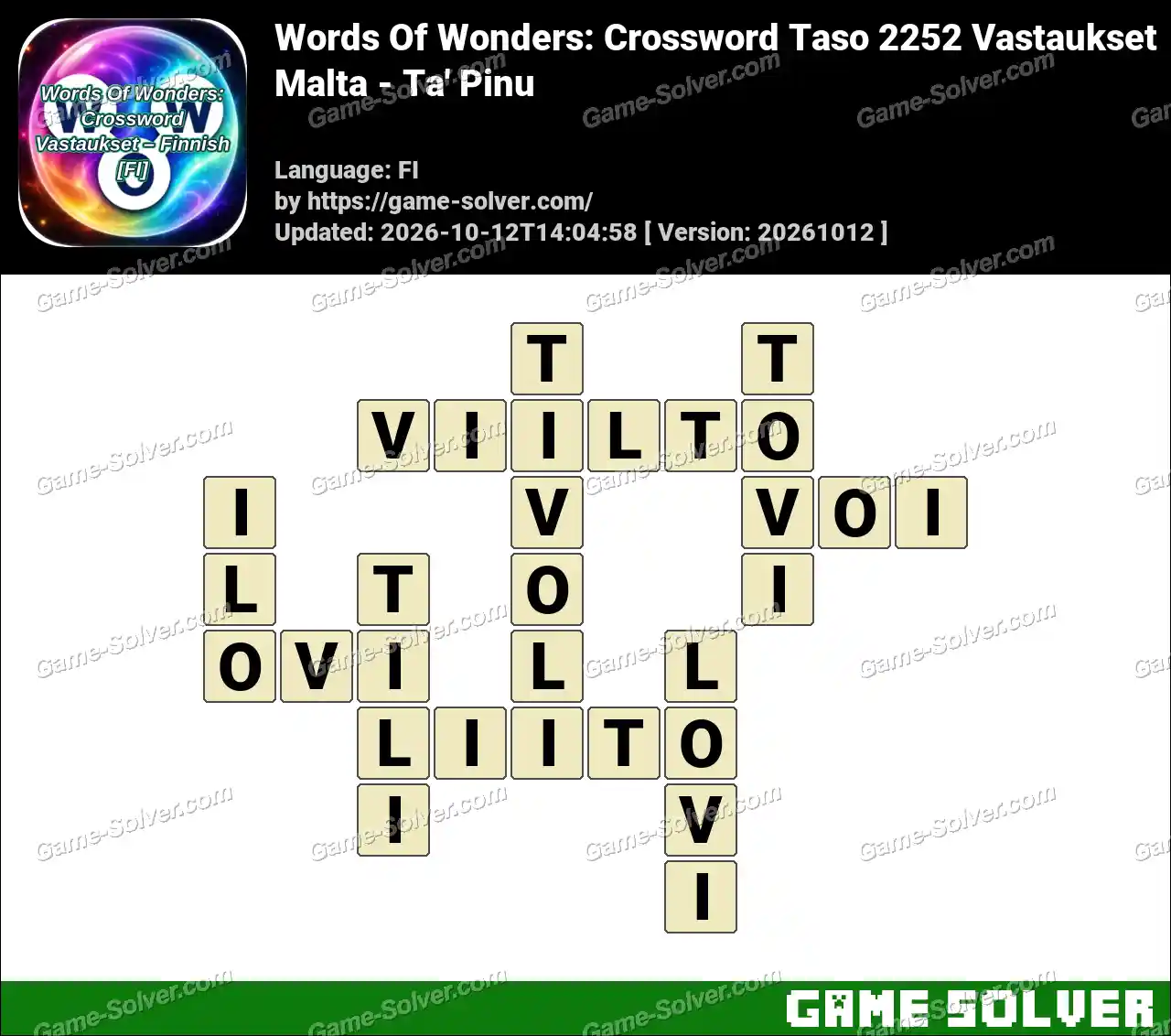 Words Of Wonders: Crossword Taso 2252 Vastaukset – Malta – Ta’ Pinu